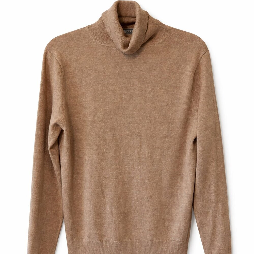 J. Crew Women's Turtleneck Sweater Tan Lightweight Classic Pullover Small